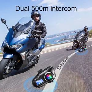 Helm interkom Bluetooth cerdas untuk sepeda motor, Headset interkom helm balap wajah penuh bahan ABS DOT cerdas untuk sepeda motor