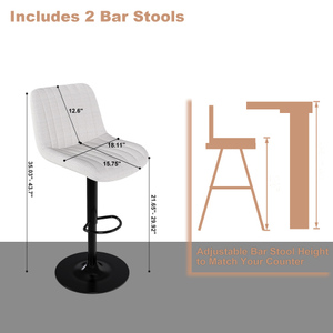 Modern Swivel <b>Bar</b> <b>Stools</b> with <b>Adjustable</b> Height (35.03-43.7 Inches) Backrest Velvet Fabric-Hotel Dining Use Commercial Furniture - Product Image 3