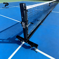 Red de Pickleball RTS PatsSport de Tubo Galvanizado Reforzado de 22 pies con Ruedas Portátiles y Tensor Ajustable para Torneos en Interiores