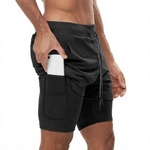 Custom Logo Men's Double <b>Layer</b> Blank Sports Athletic Workout Running Gym Shorts With Liner Breathable 2 In 1 Activewear Shorts - Product Image 1