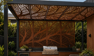 Laser cut corten steel screen Outdoor decorative fence panel Custom made garden screen Rustic steel room divider - Product Image 6