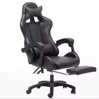 Chaise de jeu pivotante en cuir confortable avec logo personnalisé, réglable, avec repose-pieds et base en acier inoxydable