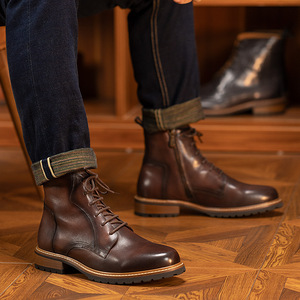 <span class=keywords><strong>Stivaletto</strong></span> da Uomo in Vera Pelle, Formale, Leggero, Traspirante, Comodo, con Lacci, per Aumentare l'Altezza - Product Image 5