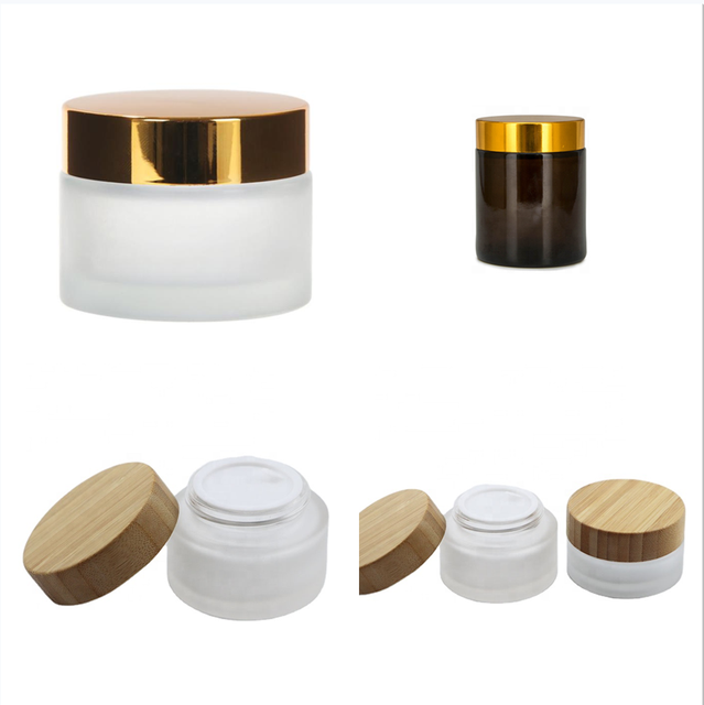 Empty Skin Care Glass Jars Glass Bottle High Quality Custom Colors logo Cosmetic Cream Wide Mouth Refillable in Bulk