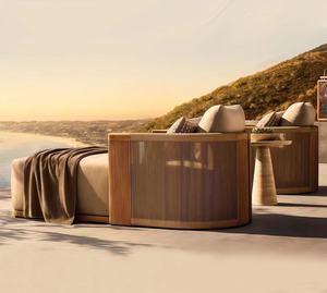 Ensemble de canapés d'extérieur en teck nordique moderne avec design en corde pour appartement et jardin - Product Image 3