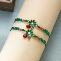 Bestone gelang bunga aster anak perempuan, gelang tali manik-manik kepik lucu warna-warni mode baru