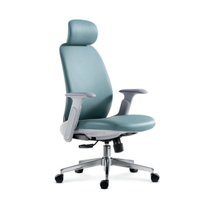 Chaise de bureau exécutive moderne en cuir véritable pivotante avec hauteur réglable et support lombaire pour une utilisation dans le salon - Product Image 1