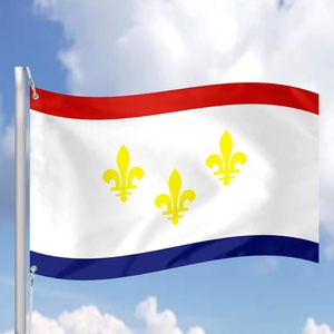 Matériau en polyester épaissi personnalisé de 3*5 pieds Décoration de patio extérieur solide et durable Anneau de corde en laiton <span class=keywords><strong>Drapeau</strong></span> de la ville de la Nouvelle-Orléans - Product Image 3