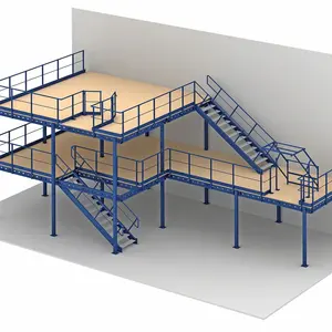 Plataforma de entresuelo de estructura de acero para almacenamiento en almacén industrial