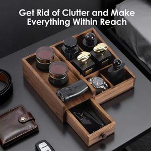 Wooden perfume <b>storage</b> <b>box</b> with <b>drawers</b>, washbasin countertop toiletries organizer, cosmetic <b>box</b> - Product Image 1