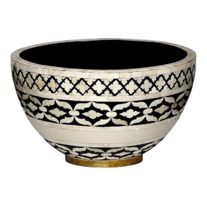 Cuenco de lujo con incrustaciones, Cuenco ornamental con incrustaciones, Cuenco decorativo con incrustaciones, Recipiente con incrustaciones de hueso, Cuenco de almacenamiento con incrustaciones de hueso, Cuenco de tocador con incrustaciones de hueso - Product Image 1