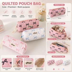 Wholesale Custom Logo Quilted <b>Makeup</b> Bag Soft Padded Cosmetic Pouch Zipper Pencil <b>Case</b> Travel Storage Organizer OEM Service - Product Image 2