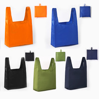 Sac de courses pliable réutilisable et lavable en Oxford 210D avec logo personnalisé, sac de shopping écologique pliable