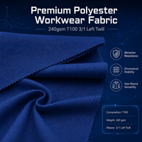 Rouleau de tissu sergé 100 % polyester 240 g/m² résistant aux déchirures, poids moyen, tissé pour costumes, vêtements de travail, uniformes et fabrication lourde