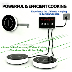 Table de cuisson à induction 6000W à 4 zones séparées, commande tactile, plaque de cuisson amovible ronde - Product Image 1