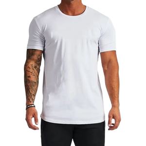 Breathable Cotton Gym Tees for <b>Men</b> <b>Curved</b> <b>Hem</b> Slim Fit Sportswear Street Style Custom Plain Print <b>T</b>-<b>Shirt</b> Blank Design - Product Image 1