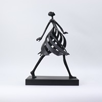 Figurines en fonte de décoration d'art de bureau créatif Ornements Sculpture de dame en métal noir pour la maison
