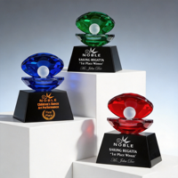 Noble fabricant créatif bleu cristal coquillage personnalisé gravé Logo personnalisé réalisation cadeau trophée prix artisanat à la main