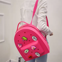 Sac à dos imperméable en silicone pour enfants avec trous décoratifs pour accrocher des breloques, sac d'école tendance pour tout-petits garçons et filles