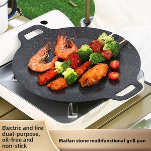 Outdoor <b>BBQ</b> Grill <b>Pan</b> Non Stick Stovetop Baking Tray Korean Roastig Grill Plate Camping Equipment - Product Image 5