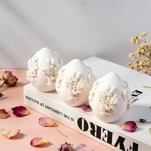 แม่พิมพ์ซิลิโคนรูปไข่อีสเตอร์ลายดอกไม้หลากสีสำหรับทำของตกแต่งเรซิ่นยิปซั่ม DIY และทำสบู่ - Product Image 2