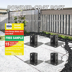 Base de poteau de clôture en métal thermolaqué en gros, insert de sol, ancrage de poteau de clôture, support de clôture en acier pour jardin, cour extérieure - Product Image 2