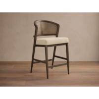 Chaise de bar pivotante réglable en bois massif avec base chromée moderne et durable, tabouret de comptoir intérieur en tissu avec structure en bois