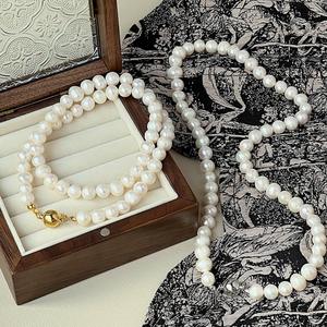 Collar de Perlas de Agua Dulce Estilo Francés con Hilo Natural y Cierre Magnético, Cadena Elegante para la Clavícula - Product Image 5