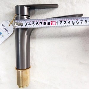 Robinet de lavabo Tenglida à poignée unique, à poser sur le comptoir, style moderne, avec cartouche en laiton, finition cuivre, monotrou - Product Image 3