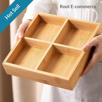 Ensemble complet de plateau de service de cuisine en bois multifonctionnel et durable, avec 4/9 compartiments, idéal pour le thé, les snacks et les fruits, parfait pour le coin feu.