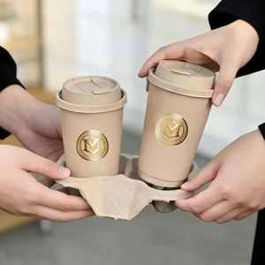 ขายส่ง แก้วกาแฟกระดาษแบบใช้แล้วทิ้ง ขนาด 8oz 10oz 12oz 16oz 22oz พร้อมฝาปิด บรรจุภัณฑ์อาหารย่อยสลายได้ พิมพ์โลโก้ตามสั่ง - Product Image 6