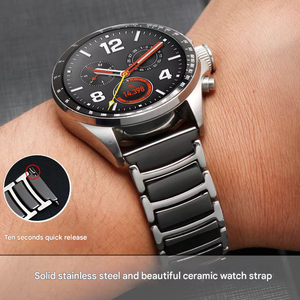 Upro Luxury Stainless Steel Ceramic <b>Watch</b> Strap 18mm 20mm 22mm Quick Release Metal <b>Watch</b> Band Folding Clasp for Smart <b>Watch</b> - Product Image 5