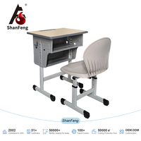 Bureaux et chaises d'école réglables à double niveau, certifiés SGS, avec structure métallique et rangement pour les élèves du primaire