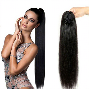 Nuovo Prodotto: Coda di Cavallo Liscia con Clip, Parrucca in Capelli Umani Vergini, Estensione Fissa per Capelli - Product Image 2