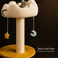 Arbre à chat en forme de nuage avec griffoir en sisal, lit en peluche pour chat, plateforme, mobilier d'intérieur pour animaux de compagnie, 35x35x50cm, durable