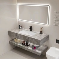 Comptoir de salle de bain de luxe en pierre frittée minimaliste européenne avec vasque intégrée, design personnalisé