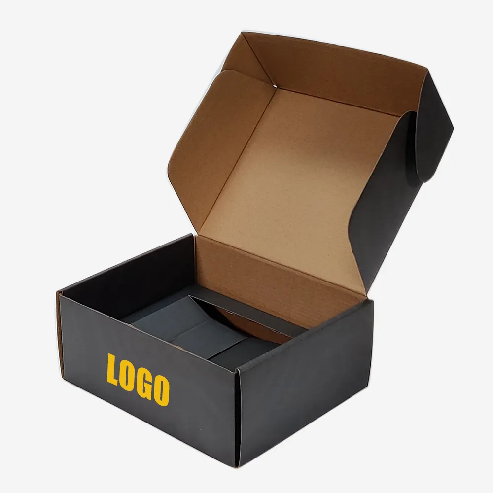 Benutzer definiertes gedrucktes Design Black Roll End Mailing Box Faltbare Wellpappe Papier Mailer Box Verpackung