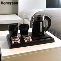 Bouilloire électrique Offres Spéciales 0.6L 304SS à double paroi pour hôtels et ménage avec plateau de fenêtre pour thé et café dans la chambre