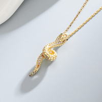 HLL Collier unisexe unique et minimaliste pendentif serpent Trendy en argent sterling 925 avec zircon plaqué or et chaîne à maillons fins certifiée