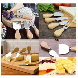 Wood Handle Stainless Steel Metal Disposable Cheese Cutter Slicer <b>Knife</b> Set Dishwasher <b>Safe</b> Microwave <b>Safe</b> Kitchen Cooking - Product Image 5