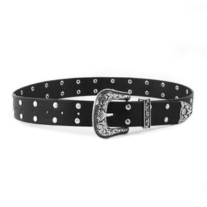 Ceinture tressée en cuir de vachette durable, boucle noire style western, clous argentés, accessoire de mode vintage pour femme - Product Image 5