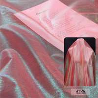 Tissu Organza rouge dégradé Fil de sirène Tissu Organza irisé Fil de verre pour robe de soirée Tissu décoratif