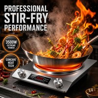 Cuisinière à induction concave commerciale 3500W 110V 220V, plaque de cuisson portable pour wok, idéale pour la cuisine de restaurant et la préparation de hot pot