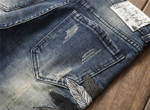 Nuovo produttore di alta qualità blu scuro di colore Jeans di Jeans di alta qualità strappati Slim Fit <span class=keywords><strong>Denim</strong></span> di <span class=keywords><strong>marca</strong></span> Jeans da uomo - Product Image 4