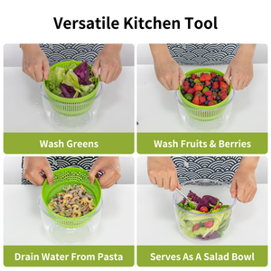 Grande essoreuse à salade manuelle de 5 L avec poignée rotative pour fruits, légumes, eau et huile, séchage rapide, préparation alimentaire rapide - Product Image 5