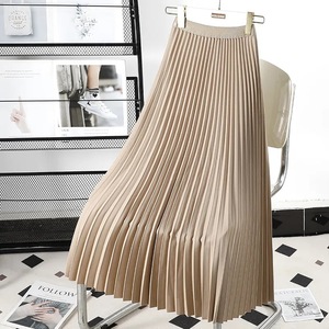 Jupe plissée taille empire haut <span class=keywords><strong>de</strong></span> gamme, nouvelle collection printemps-automne 2025, polyvalente, amincissante, ourlet large, mi-longue, coupe trapèze - Product Image 1