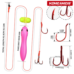 <span class=keywords><strong>Flotteur</strong></span> de pêche au poisson-chat de 4 pouces, montage d'appât vivant avec ligne PE rouge, poulpe et hameçons triples pour la pêche au poisson-chat en eau douce, équipement de pêche terminal - Product Image 3