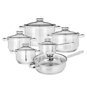 5-Step <strong>Induction</strong> Base-12PC Stainless Steel Cookware <strong>Set</strong> - Premium Soup/Milk <strong>Pots</strong> for Home &amp; Restaurant - Product Image 1