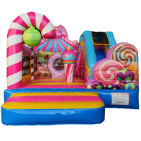 Structure gonflable de jeu et de glisse sur le thème de la maison de bonbons fantastique, avec obstacles sur le thème de la crème glacée, pour enfants, idéale pour les fêtes en extérieur et la location de parcs de jeux