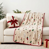 Ensemble cadeau de couvertures en flanelle jacquard de luxe pour Noël, épaisses, chaudes, en polaire, pour voyage, couleur unie, pour la sieste et la climatisation